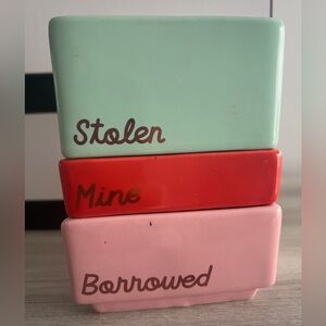 ✨ Cute Retro Triangular Organizer Set – “Stolen / Mine / Borrowed” ✨